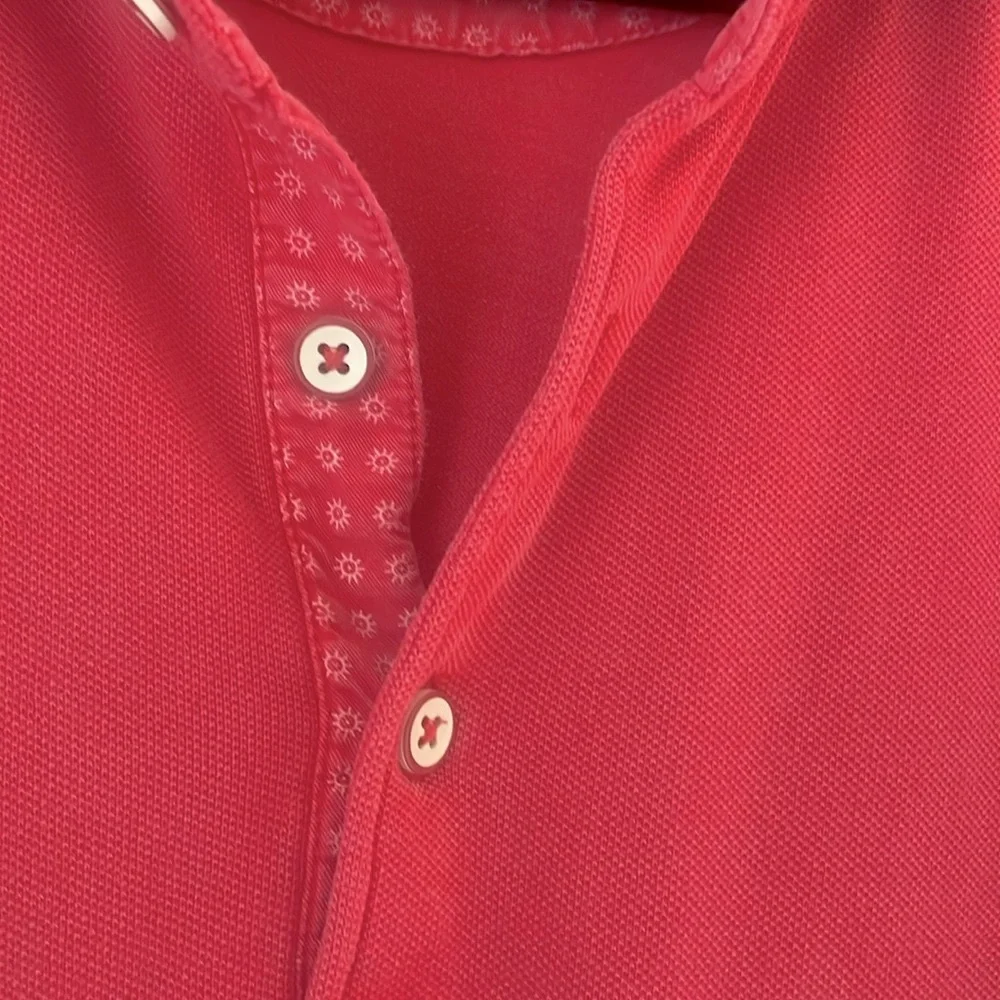 Johnnie-O Surfside Garment Dyed Pique Polo Shirt in Malibu Red - Picture 3 of 5